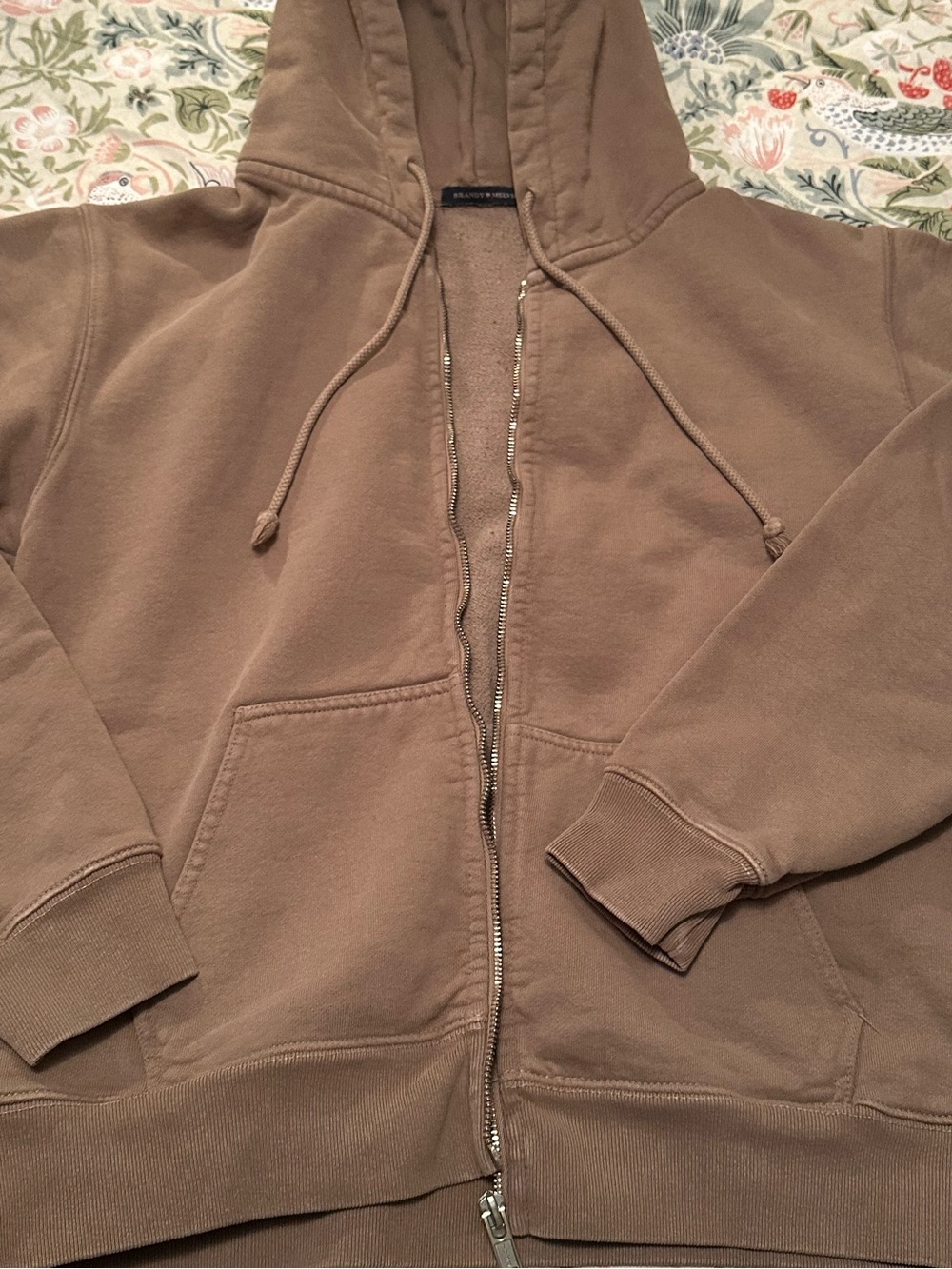 Brandy Melville Zip-Up Hoodie in tan